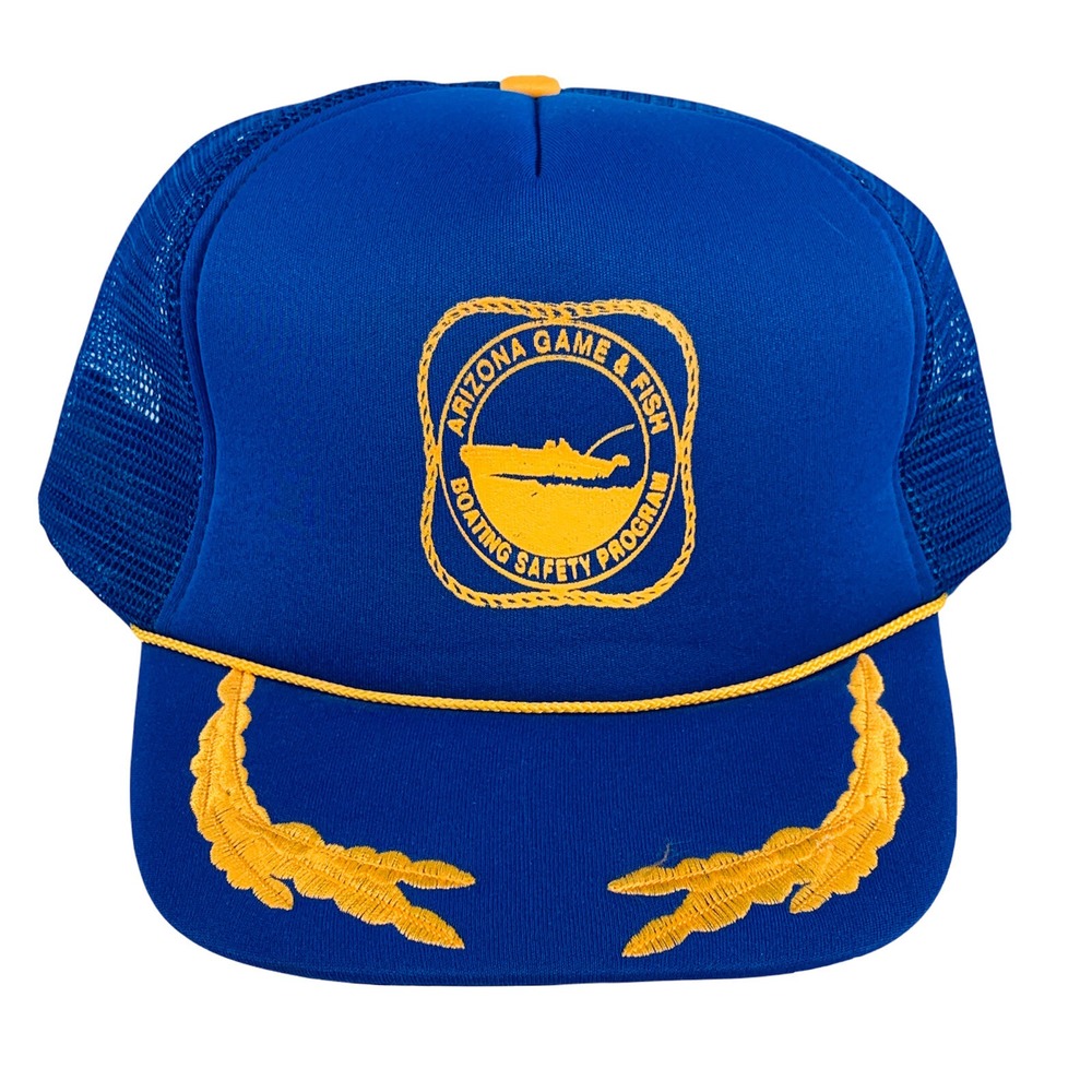 Vintage Arizona Game & Fish Hat Adult Blue Snapback Mesh Back Cap Outdoors Retro